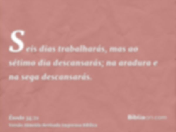 Seis dias trabalharás, mas ao sétimo dia descansarás; na aradura e na sega descansarás.