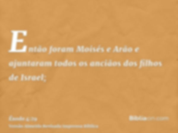 Então foram Moisés e Arão e ajuntaram todos os anciãos dos filhos de Israel;