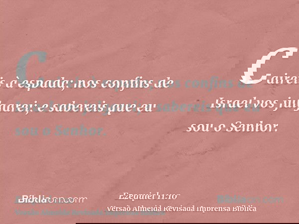 Caireis à espada; nos confins de Israel vos julgarei; e sabereis que eu sou o Senhor.