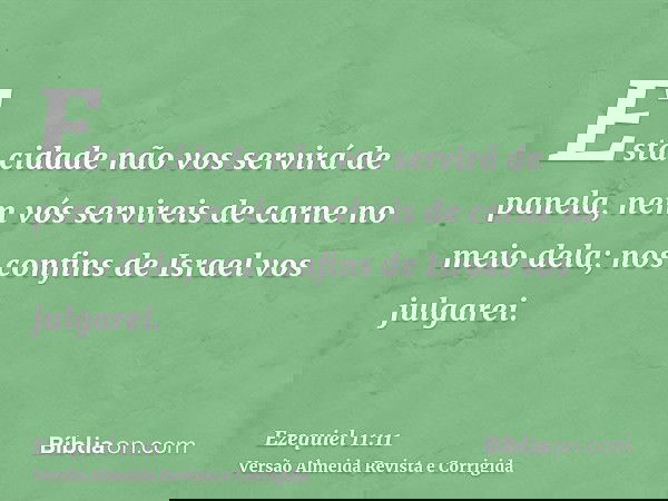 Esta cidade não vos servirá de panela, nem vós servireis de carne no meio dela; nos confins de Israel vos julgarei.