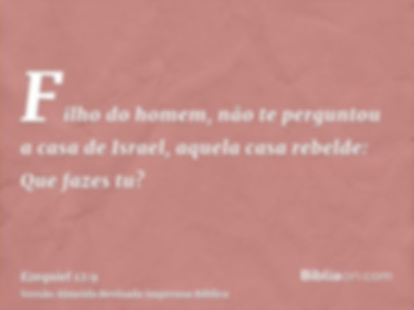 Filho do homem, não te perguntou a casa de Israel, aquela casa rebelde: Que fazes tu?