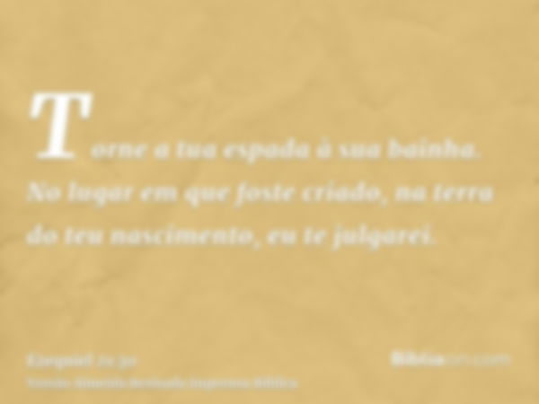 Torne a tua espada à sua bainha. No lugar em que foste criado, na terra do teu nascimento, eu te julgarei.