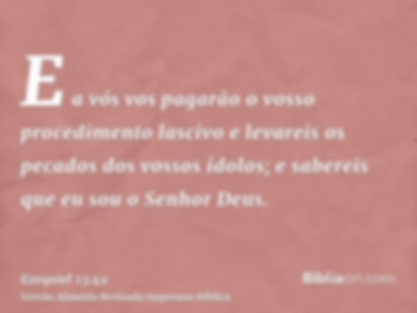 E a vós vos pagarão o vosso procedimento lascivo e levareis os pecados dos vossos ídolos; e sabereis que eu sou o Senhor Deus.