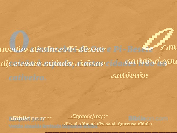 Os mancebos de Om e Pi-Besete cairão à espada, e estas cidades irão ao cativeiro.