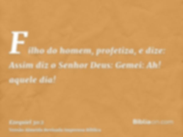 Filho do homem, profetiza, e dize: Assim diz o Senhor Deus: Gemei: Ah! aquele dia!