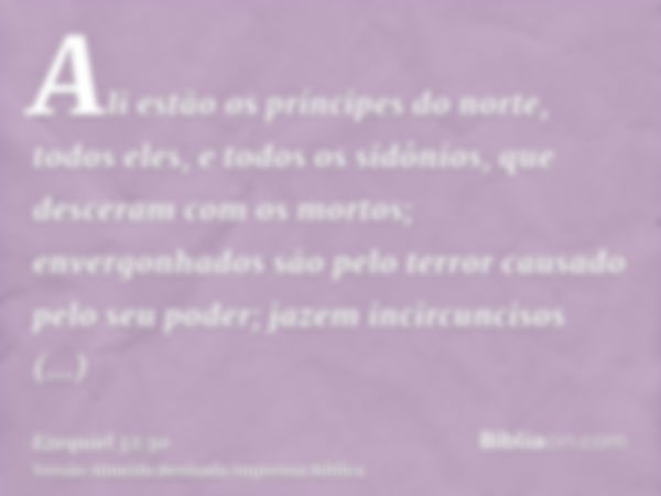 Ali estão os príncipes do norte, todos eles, e todos os sidônios, que desceram com os mortos; envergonhados são pelo terror causado pelo seu poder; jazem incirc