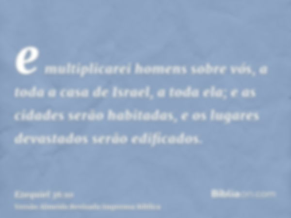 e multiplicarei homens sobre vós, a toda a casa de Israel, a toda ela; e as cidades serão habitadas, e os lugares devastados serão edificados.