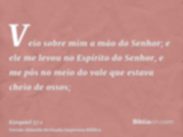 Veio sobre mim a mão do Senhor; e ele me levou no Espírito do Senhor, e me pôs no meio do vale que estava cheio de ossos;