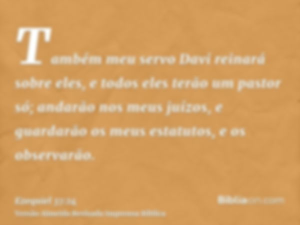 Também meu servo Davi reinará sobre eles, e todos eles terão um pastor só; andarão nos meus juízos, e guardarão os meus estatutos, e os observarão.