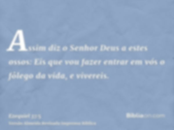 Assim diz o Senhor Deus a estes ossos: Eis que vou fazer entrar em vós o fôlego da vida, e vivereis.