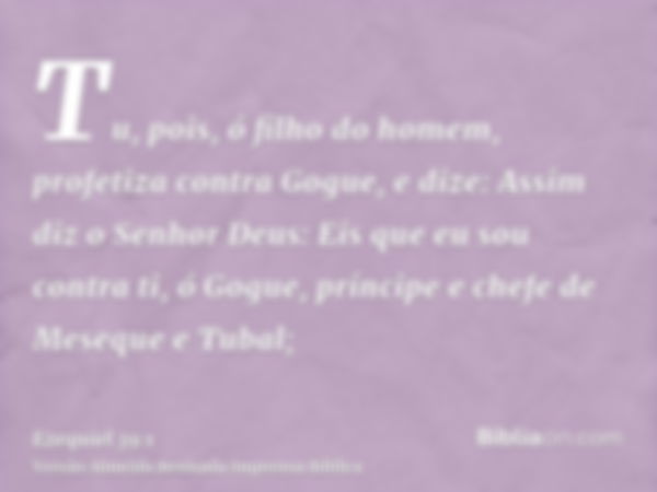 Tu, pois, ó filho do homem, profetiza contra Gogue, e dize: Assim diz o Senhor Deus: Eis que eu sou contra ti, ó Gogue, príncipe e chefe de Meseque e Tubal;