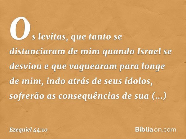 "Os levitas, que tanto se distanciaram de mim quando Israel se desviou e que vaguearam para longe de mim, indo atrás de seus ídolos, sofrerão as consequências d