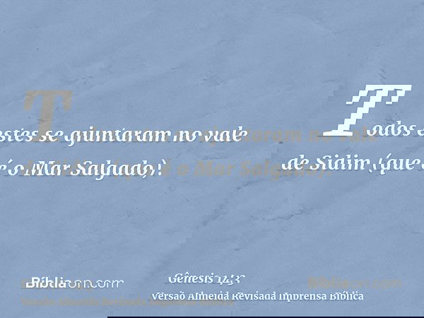 Todos estes se ajuntaram no vale de Sidim (que é o Mar Salgado).