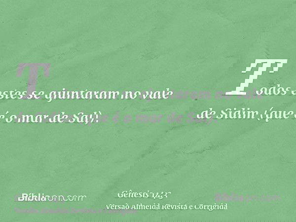 Todos estes se ajuntaram no vale de Sidim (que é o mar de Sal).