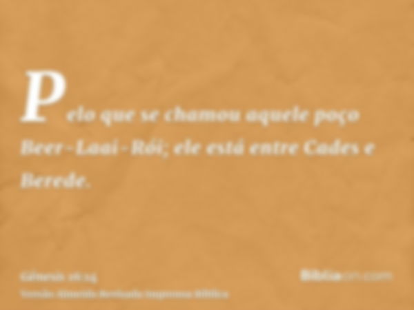 Pelo que se chamou aquele poço Beer-Laai-Rói; ele está entre Cades e Berede.