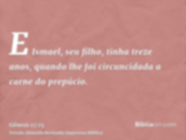 E Ismael, seu filho, tinha treze anos, quando lhe foi circuncidada a carne do prepúcio.