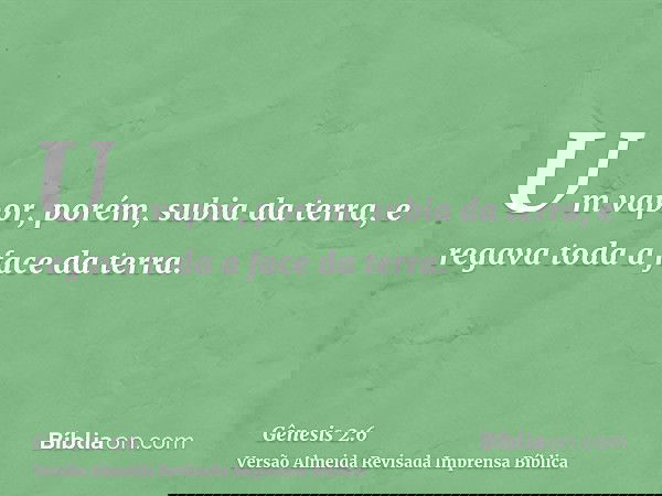 Um vapor, porém, subia da terra, e regava toda a face da terra.