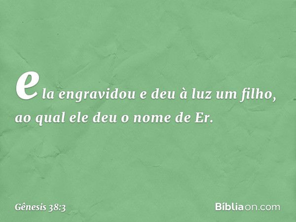 ela engravidou e deu à luz um filho, ao qual ele deu o nome de Er. -- Gênesis 38:3