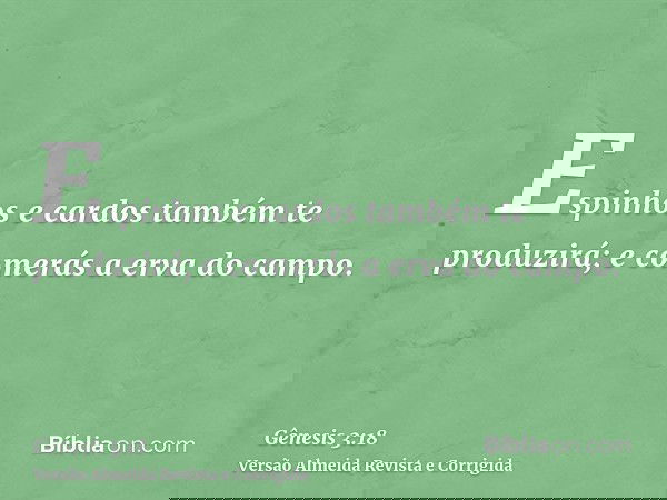 Espinhos e cardos também te produzirá; e comerás a erva do campo.