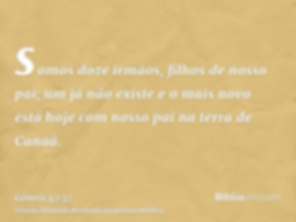 somos doze irmãos, filhos de nosso pai; um já não existe e o mais novo está hoje com nosso pai na terra de Canaã.