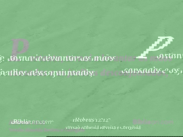 Portanto, tornai a levantar as mãos cansadas e os joelhos desconjuntados,