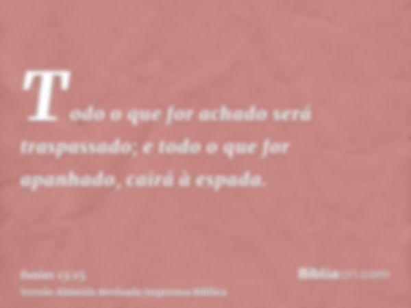 Todo o que for achado será traspassado; e todo o que for apanhado, cairá à espada.