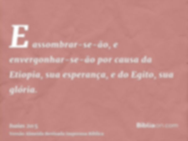 E assombrar-se-ão, e envergonhar-se-ão por causa da Etiopia, sua esperança, e do Egito, sua glória.