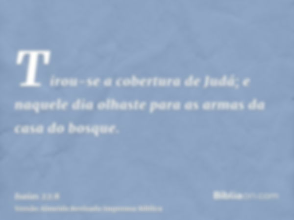 Tirou-se a cobertura de Judá; e naquele dia olhaste para as armas da casa do bosque.