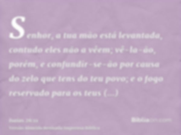 Senhor, a tua mão está levantada, contudo eles não a vêem; vê-la-ão, porém, e confundir-se-ão por causa do zelo que tens do teu povo; e o fogo reservado para os