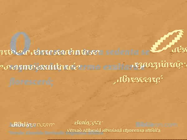 O deserto e a terra sedenta se regozijarão; e o ermo exultará e florescerá;
