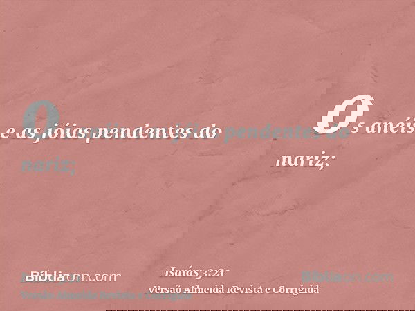 os anéis e as jóias pendentes do nariz;