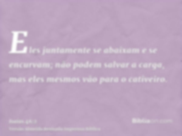 Eles juntamente se abaixam e se encurvam; não podem salvar a carga, mas eles mesmos vão para o cativeiro.