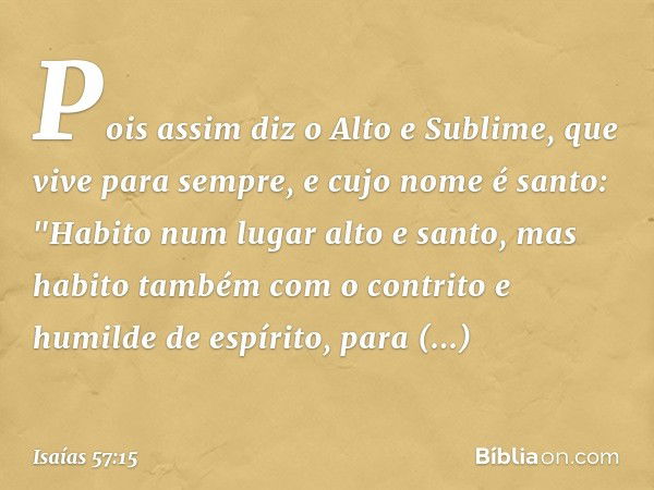 Isaías 57:15 - Bíblia