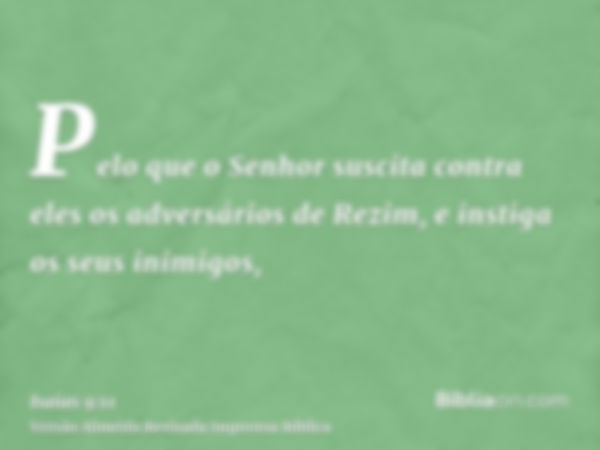 Pelo que o Senhor suscita contra eles os adversários de Rezim, e instiga os seus inimigos,