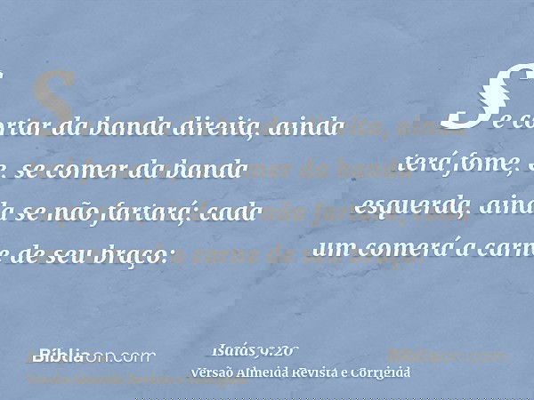 Se cortar da banda direita, ainda terá fome, e, se comer da banda esquerda, ainda se não fartará; cada um comerá a carne de seu braço: