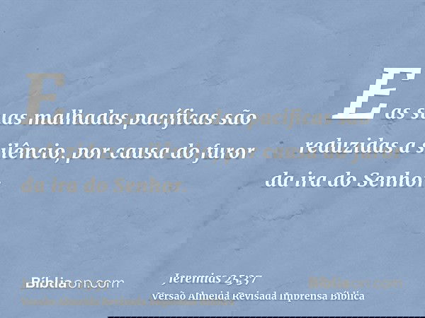 E as suas malhadas pacíficas são reduzidas a silêncio, por causa do furor da ira do Senhor.