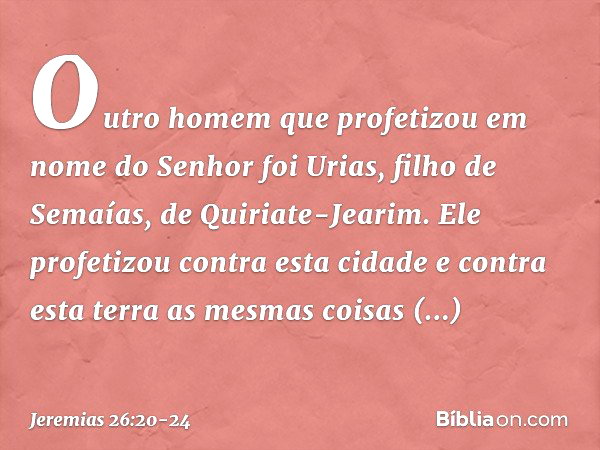 Jeremias 26 20 24 B blia