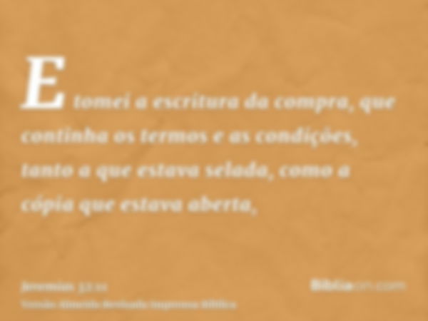 E tomei a escritura da compra, que continha os termos e as condições, tanto a que estava selada, como a cópia que estava aberta,