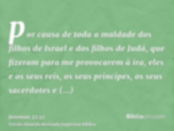 por causa de toda a maldade dos filhos de Israel e dos filhos de Judá, que fizeram para me provocarem à ira, eles e os seus reis, os seus príncipes, os seus sac