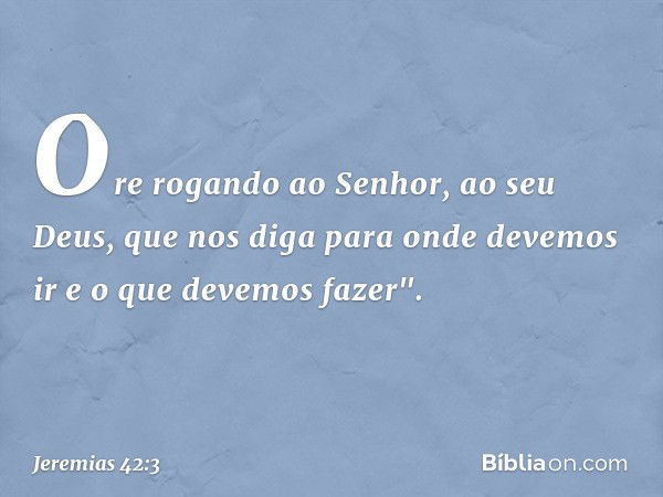 Ore rogando ao Senhor, ao seu Deus, que nos diga para onde devemos ir e o que devemos fazer". -- Jeremias 42:3