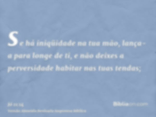 se há iniqüidade na tua mão, lança-a para longe de ti, e não deixes a perversidade habitar nas tuas tendas;