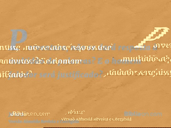 Porventura, não se dará resposta à multidão de palavras? E o homem falador será justificado?