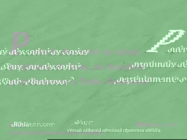 Poderás descobrir as coisas profundas de Deus, ou descobrir perfeitamente o Todo-Poderoso?