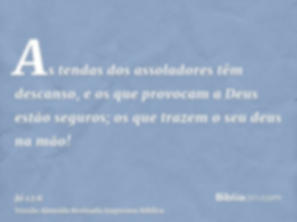 As tendas dos assoladores têm descanso, e os que provocam a Deus estão seguros; os que trazem o seu deus na mão!