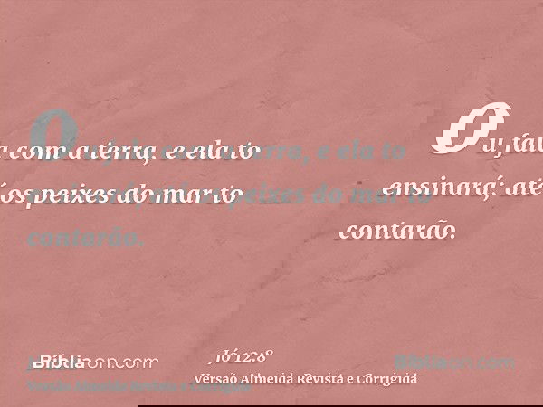 ou fala com a terra, e ela to ensinará; até os peixes do mar to contarão.