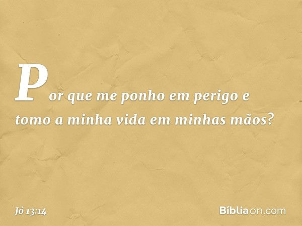 Por que me ponho em perigo
e tomo a minha vida
em minhas mãos? -- Jó 13:14