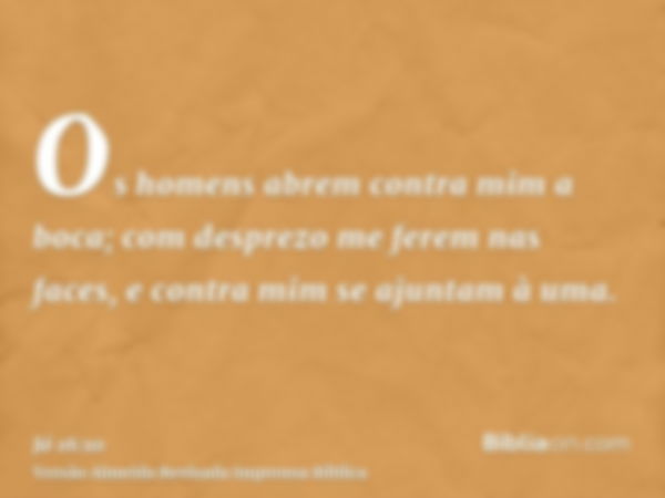 Os homens abrem contra mim a boca; com desprezo me ferem nas faces, e contra mim se ajuntam à uma.