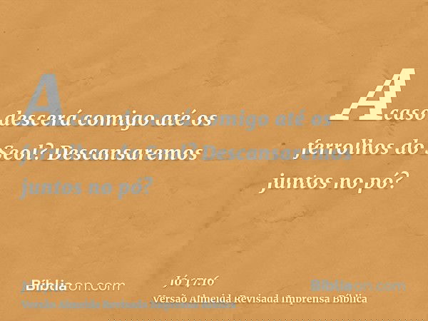 Acaso descerá comigo até os ferrolhos do Seol? Descansaremos juntos no pó?