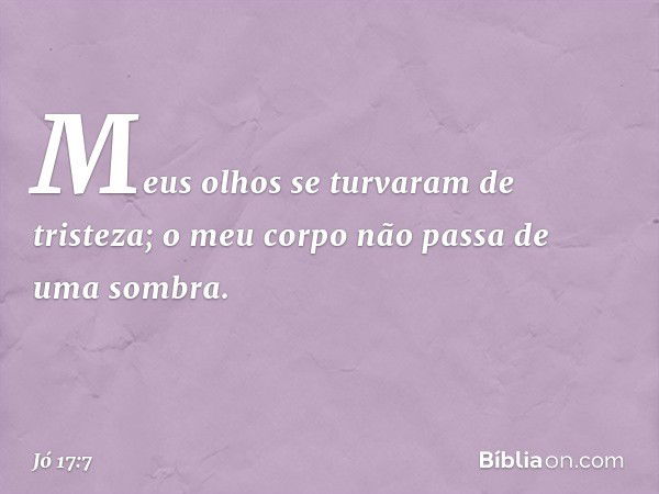 Meus olhos se turvaram de tristeza;
o meu corpo não passa
de uma sombra. -- Jó 17:7