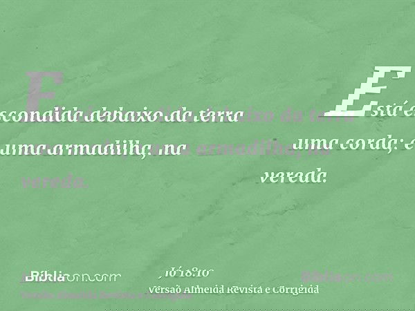 Está escondida debaixo da terra uma corda; e uma armadilha, na vereda.